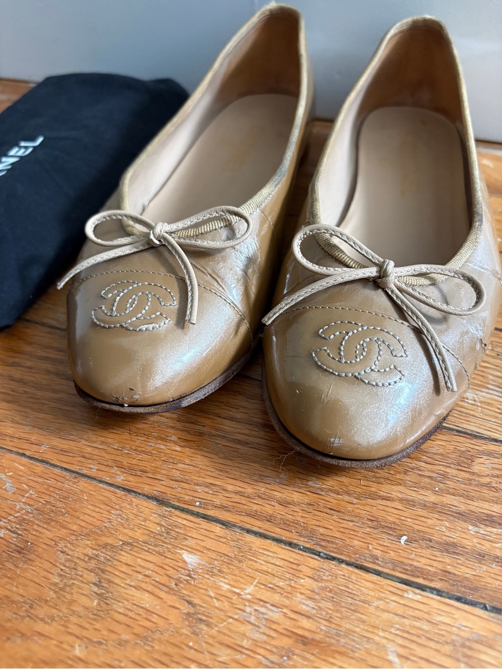 Chanel ballerinas ballet flats gold beige EU38.5 - Picture 2 of 14